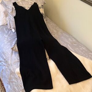 NakedCashmere Black Wide-Leg V-Neck Jumpsuit-M/L